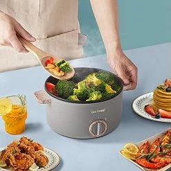 Discount 🤩 Hytric Electric Hot Pot With Handle, 1.5L Mini Multifunction Electric Cooker For Shabu-Shabu, Stir Fry, Noodles, Nonstick Frying Pan For Sauté, Dual Power Control Ramen Cooker For Dorm And Office Green 👏