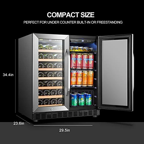 Best deal ๐ฅฐ Lanbo 30 Inch Built-in Dual Zone Wine And Beverage Cooler, 33 Bottle And 70 Can โ
