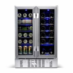 Best deal ⭐ NewAir 18 Bottle 60 Can French Door Wine & Beverage Cooler - White Red Wine Countertop Fridge - Stainless Steel Dual Zone Beer And Wine Fridge With Digital Temperature Controls And Key Lock AWB-360DB Black 👏