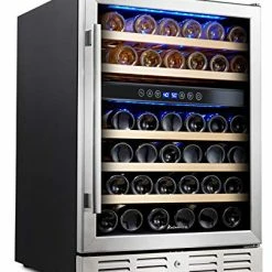 Coupon 💯 Kalamera 24'' Wine Cooler Refrigerator 46 Bottle Dual Zone Built-in Or Freestanding Fridge With Stainless Steel & Triple-Layer Tempered Reversible Glass Door And Temperature Memory Function 💯