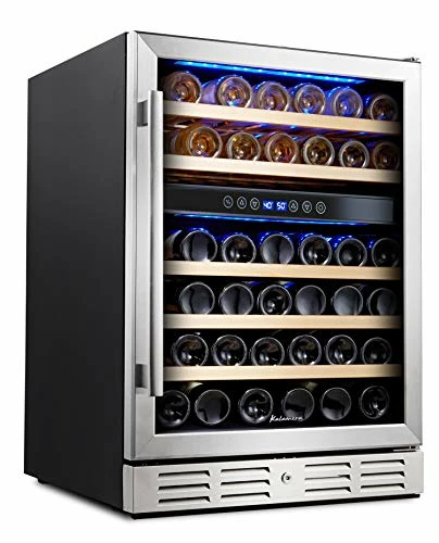Coupon ๐ฏ Kalamera 24'' Wine Cooler Refrigerator 46 Bottle Dual Zone Built-in Or Freestanding Fridge With Stainless Steel & Triple-Layer Tempered Reversible Glass Door And Temperature Memory Function ๐ฏ
