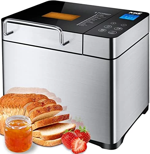 Discount 🌟 KBS Large 17-in-1 Bread Machine, 2LB All Stainless Steel Bread Maker With Auto Fruit Nut Dispenser, Nonstick Ceramic Pan, Full Touch Panel Tempered Glass, Reserve& Keep Warm Set, Oven Mitt And Recipes 🛒