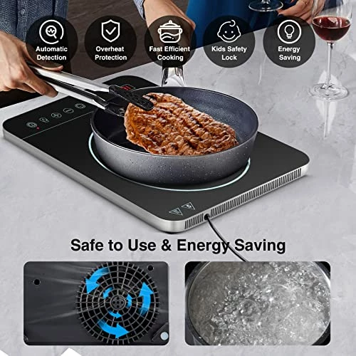 Deals ❤️ Aobosi Portable Induction Burner Cooktop 1800w Fast Efficient Cooking,Digital Sensor Touch LED Screen Countertop Burner,Electric Stove Cooker Black Crystal Glass Surface 9 Power 10 Temperature Setting With Locking Function 👏 - Image 3
