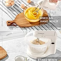 New 🤩 Cozeemax 2 In 1 Hand Mixers Kitchen Electric Stand Mixer With Bowl 3 Quart, Electric Mixer Handheld For Everyday Use, Dough Hooks & Mixer Beaters For Frosting, Meringues & Mor 🎉