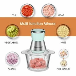 Buy 🎉 Electric Food Processor, REDMOND 8-cup Food Chopper With Garlic Peeler For Meat, Onion, Vegetable, 2L High Capacity Glass Bowl With 2 Speed, 350W Motor And 4-S Shape Stainless Steel Blades, Green 🧨
