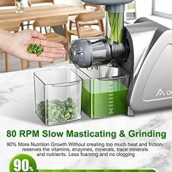 Best reviews of ⭐ AAOBOSI Aobosi Slow Masticating Juicer Machine, Cold Press Juicer Extractor, Quiet Motor, Reverse Function, High Nutrient Fruit And Vegetable Juice With Juice Jug & Brush For Cleaning, Gray 🛒