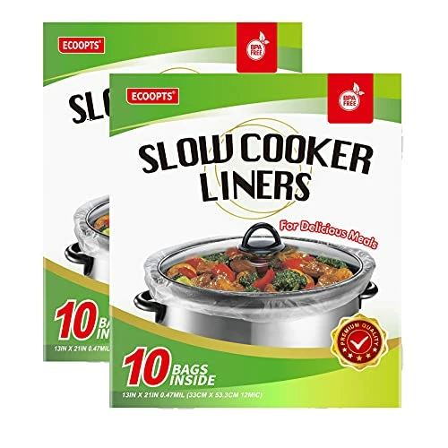 Flash Sale โ๏ธ ECOOPTS Slow Cooker Liners Disposable Cooking Bags Large Size Pot Liners Fit 4QT To 8.5QT Suitable For Oval & Round Pot (20 BAGS) ๐