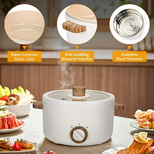 Budget 💯 KINBEDY Electric Hot Pot Upgraded, Non-Stick Sauté Pan, Rapid Noodles Cooker, 1.5L Mini Pot For Steak, Egg, Fried Rice, Ramen, Oatmeal, Soup With Power Adjustment 🎁 - Image 2
