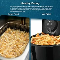 Best Sale ✨ Elite Gourmet EAF2612D Personal 2.1Qt Compact Space Saving Programmable Hot Air Fryer, Oil-Less Healthy Cooker, Timer & Temperature Controls, PFOA/PTFE Free, 1000W, Black 👏