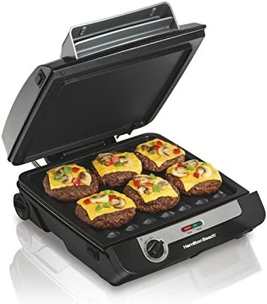 Hot Sale 🌟 Hamilton Beach 4-in-1 Indoor Grill & Electric Griddle Combo With Bacon Cooker, Opens Flat To Double Cooking Surface, Removable Nonstick Plates, Black & Silver (25601) ✨ - Image 7