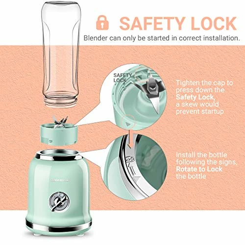 Outlet ๐ Personal Blender, REDMOND Powerful Smoothie Blender With 2 Portable Bottle 2 Speed Control & Pulse Function 6 Stainless Steel Blades, BPA Free (Green) ๐ฅ - Image 4