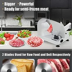 Cheap 😀 Meat Slicer, Anescra 200W Electric Deli Food Slicer With Two Removable 7.5’’ Stainless Steel Blades And Food Carriage, 0-15mm Adjustable Thickness Meat Slicer For Home, Food Slicer Machine- Silver 200w-silv ✔️