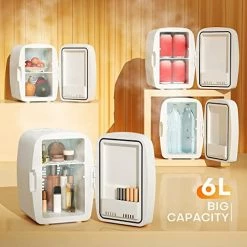 Cheapest ✔️ Upstreman TF06 6 Liter Portable Mirrored Fridge For Beauty Makeup With LED Lights, Cooler For Creams & Moisturizers, Fragrance And Face Masks, Skincare, Makeup, In Bedroom, Dorm And Office, White 🔥