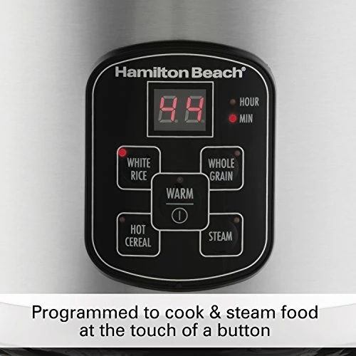 Best Sale ⭐ Hamilton Beach Digital Programmable Rice Cooker & Food Steamer, 8 Cups Cooked (4 Uncooked), With Steam & Rinse Basket, Stainless Steel (37518) ❤️ - Image 2