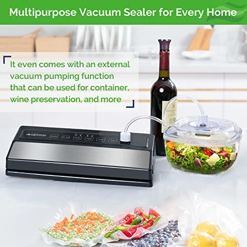 Buy 🛒 GERYON Vacuum Sealer Machine, Automatic Food Sealer Detachable Design|Led Indicator Lights|Dry Moist Food Modes| Compact Design W/ Starter Kit(Silver) 🎁 - Image 4