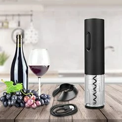 Outlet 🥰 GOSCIEN Electric Wine Opener, Automatic Electric Wine Bottle Corkscrew Opener, Rechargeable Stainless Steel Cordless Electric Wine Bottle Opener Gift Set With Foil Cutter, USB Charging Cable Silver ✔️